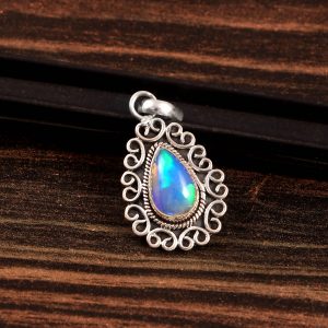 Natural ethiopian Opal Stone 925 Sterling Silver Pendant Jewelry P-545