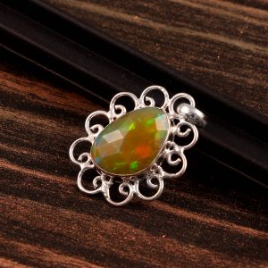 Natural ethiopian Opal Stone 925 Sterling Silver Pendant Jewelry P-569