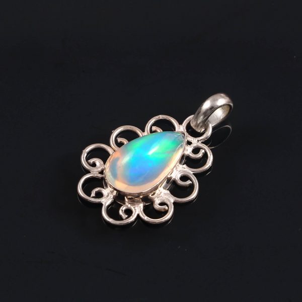 Natural ethiopian Opal Stone 925 Sterling Silver Pendant Jewelry P-552