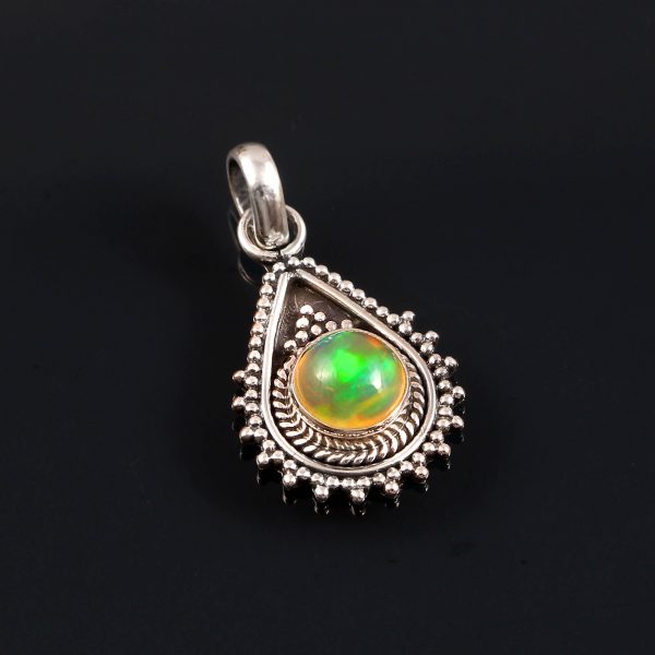 Ethiopian Opal Stone 925 Sterling Silver Pendant Jewelry P-598