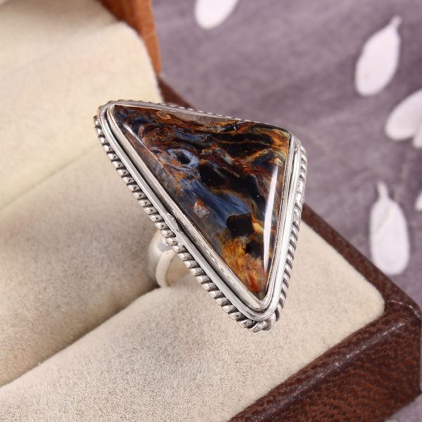 Natural Pietersite & Solid 925 Sterling Silver Gemstone Ring - R 1327