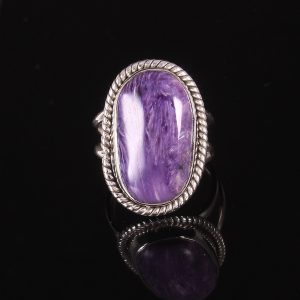 Natural Charoite & Solid 925 Sterling Silver Gemstone Ring - R1284
