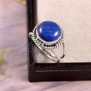 Natural Lapis lazuli & Solid 925 Sterling Silver Gemstone Ring - R1277