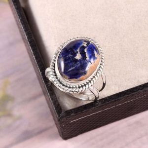 Natural Sodalite & Solid 925 Sterling Silver Gemstone Ring - R1270