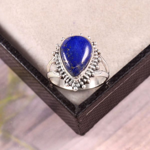 Natural Lapis lazuli & Solid 925 Sterling Silver Gemstone Ring - R1259