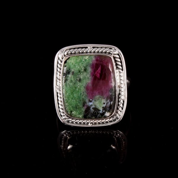 Natural Ruby Zoisite & Solid 925 Sterling Silver Gemstone Ring - R 1320