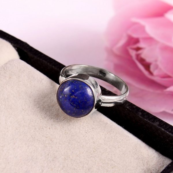 Natural Lapis lazuli & Solid 925 Sterling Silver Gemstone Ring - R1259