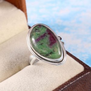 Natural Ruby Zoisite & Solid 925 Sterling Silver Gemstone Ring - R1298
