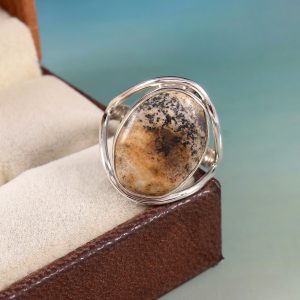 Natural Picture Jasper & Solid 925 Sterling Silver Gemstone Ring - R 1316