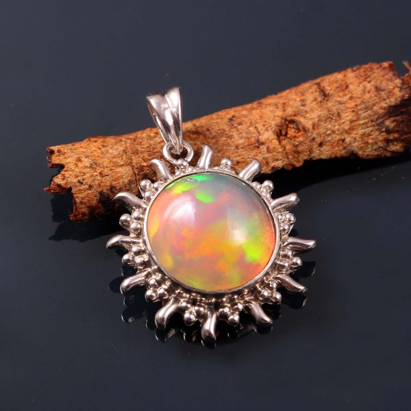 Natural Ethiopian Opal 925 Sterling Silver Pendant Jewelry, Opal Jewelry P-483