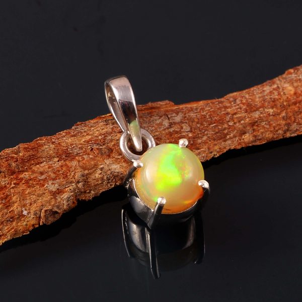 Natural ethiopian Opal Stone 925 Sterling Silver Pendant Jewelry P-542