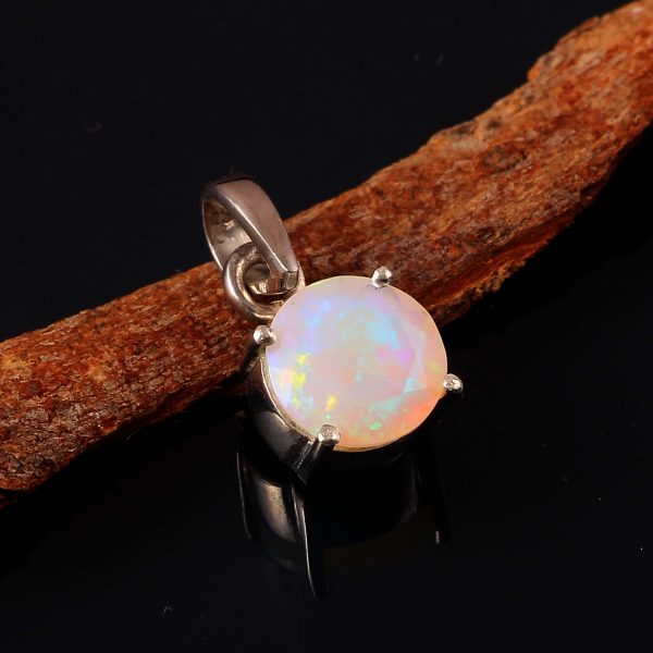 Natural ethiopian Opal Stone 925 Sterling Silver Pendant Jewelry P-532