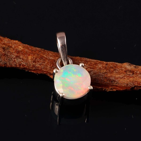 Natural ethiopian Opal Stone 925 Sterling Silver Pendant Jewelry P-535