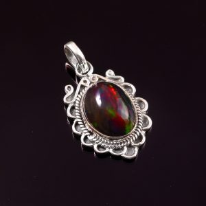 Natural Ethiopian Opal Stone 925 Sterling Silver Pendant Jewelry P-743
