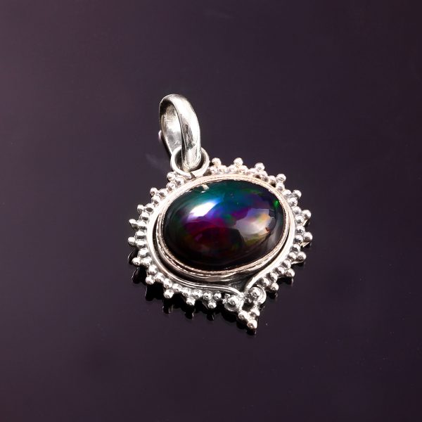 Ethiopian Opal Gemstone 925 Sterling Silver Pendant Jewelry P-803