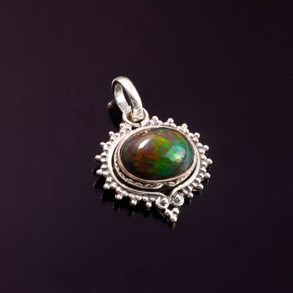 Ethiopian Opal Gemstone 925 Sterling Silver Pendant Jewelry P-819