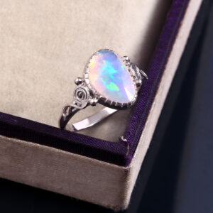 Natural Ethiopian White Opal 925 Sterling Silver Gemstone Ring - R357