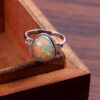 Natural Ethiopian White Opal 925 Sterling Silver Gemstone Ring - R362