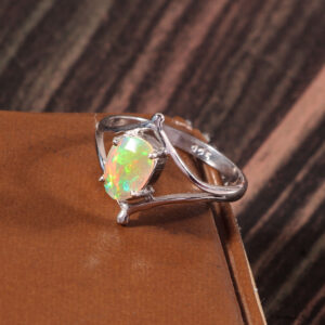 Natural Ethiopian White Opal 925 Sterling Silver Gemstone Ring - R544