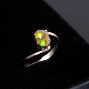 Natural Ethiopian Yellow Opal 925 Sterling Silver Gemstone Ring - R545
