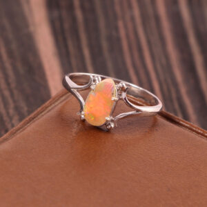 Natural Ethiopian Yellow Opal 925 Sterling Silver Gemstone Ring - R543