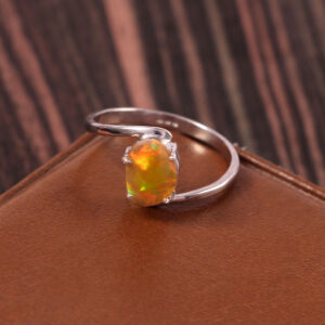 Natural Ethiopian Yellow Opal 925 Sterling Silver Gemstone Ring - R546