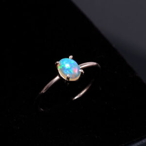 Natural Ethiopian White Opal 925 Sterling Silver Gemstone Ring - R541