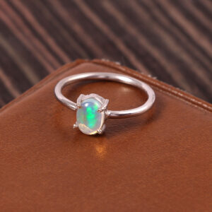 Natural Ethiopian White Opal 925 Sterling Silver Gemstone Ring - R538