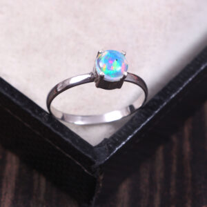 Natural Ethiopian White Opal 925 Sterling Silver Gemstone Ring - R308