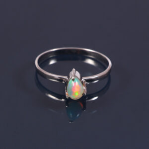 Natural Ethiopian White Opal 925 Sterling Silver Gemstone Ring - R326