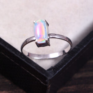 Natural Ethiopian White Opal 925 Sterling Silver Gemstone Ring - R314