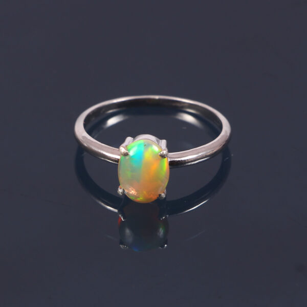Natural Ethiopian White Opal 925 Sterling Silver Gemstone Ring - R333