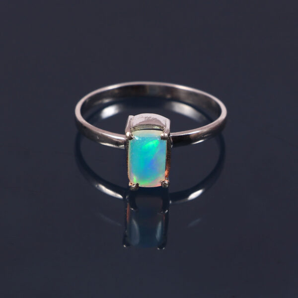 Natural Ethiopian White Opal 925 Sterling Silver Gemstone Ring - R306