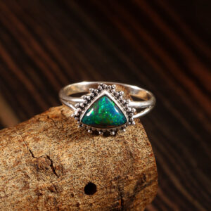 Natural Ethiopian Opal Stone 925 Sterling Silver Gemstone Ring - R699