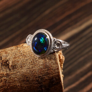 Natural Ethiopian Opal Stone 925 Sterling Silver Gemstone Ring - R697