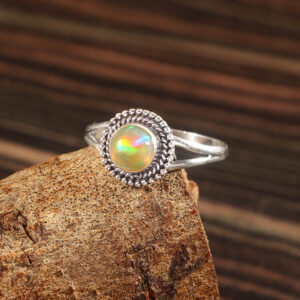 Gemstone Natural Ethiopian Opal 925 Sterling Silver Gemstone Ring - R663