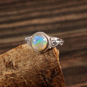 Gemstone Natural Ethiopian Opal 925 Sterling Silver Gemstone Ring - R655