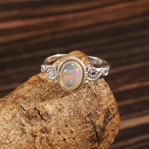 Gemstone Natural Ethiopian Opal 925 Sterling Silver Gemstone Ring - R651