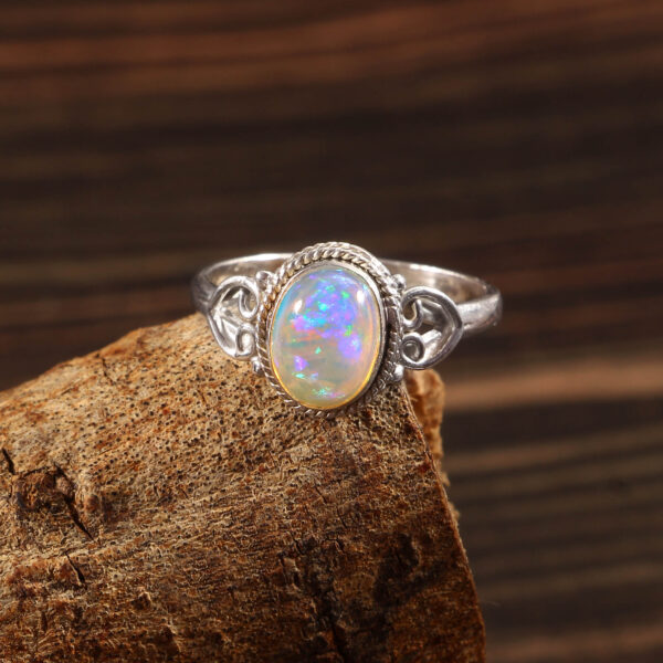 Gemstone Natural Ethiopian Opal 925 Sterling Silver Gemstone Ring - R648