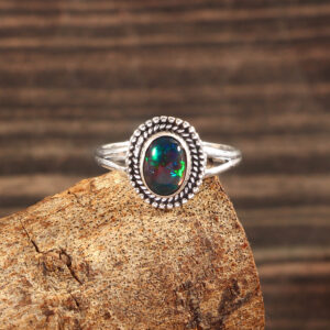 Natural Ethiopian Opal Stone 925 Sterling Silver Gemstone Ring - R700