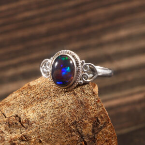 Natural Ethiopian Opal Stone 925 Sterling Silver Gemstone Ring - R694