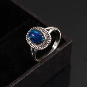 Natural Ethiopian Opal Stone 925 Sterling Silver Gemstone Ring - R692