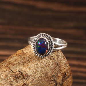 Natural Ethiopian Opal Stone 925 Sterling Silver Gemstone Ring - R689