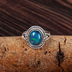 Natural Ethiopian Opal Stone 925 Sterling Silver Gemstone Ring - R723