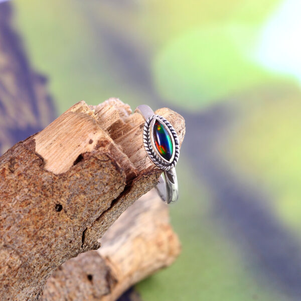 Natural Ethiopian Opal Solid 925 Sterling Silver Gemstone Ring - R736