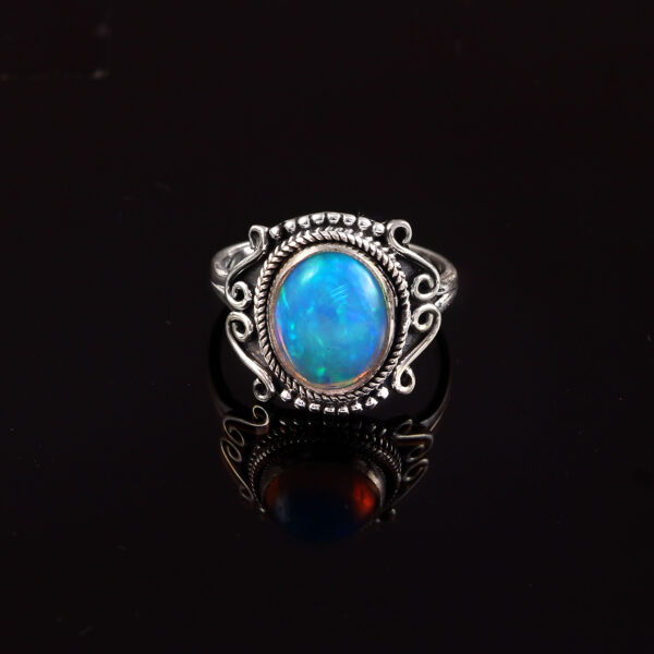 Natural Ethiopian Opal Solid 925 Sterling Silver Gemstone Ring - R729