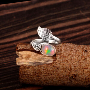 Natural Ethiopian Opal Stone 925 Sterling Silver Gemstone Ring - R724