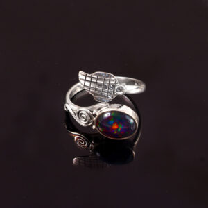 Natural Ethiopian Opal Solid 925 Sterling Silver Gemstone Ring - R786