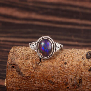 Natural Ethiopian Opal Solid 925 Sterling Silver Gemstone Ring - R773