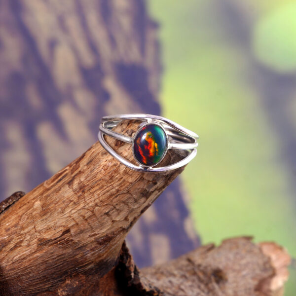 Natural Ethiopian Opal Solid 925 Sterling Silver Gemstone Ring - R765